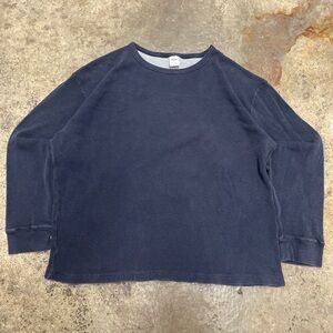 Y2K Old Navy Thermal Sweatshirt Men’s XXL Navy Comfy Streetwear Casual faded 00s